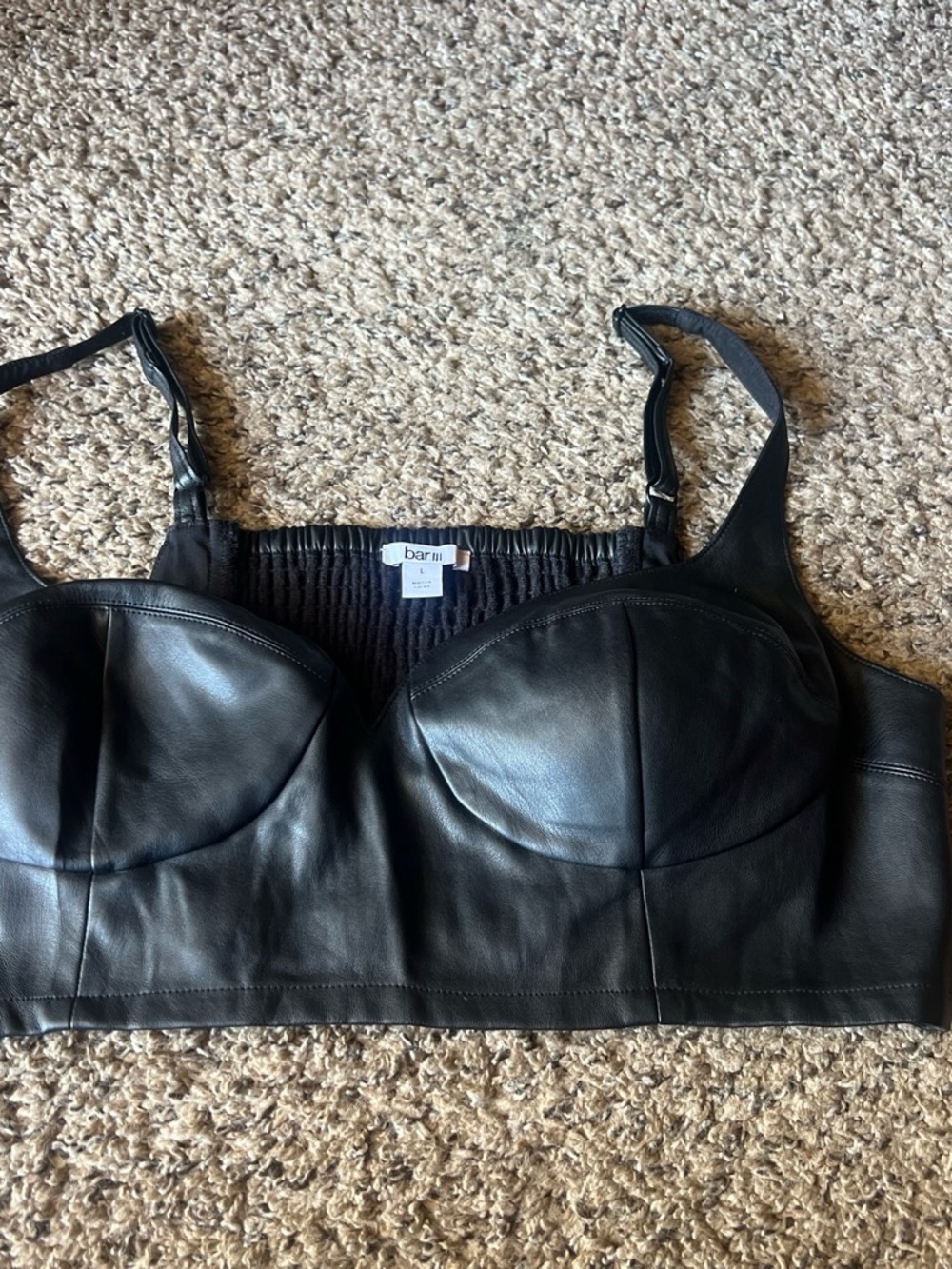 Source Unknown Black Leather Bustier Crop Top